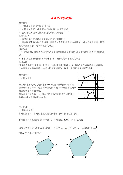 青岛初中数学九上《1.1相似多边形》word教案 (1)