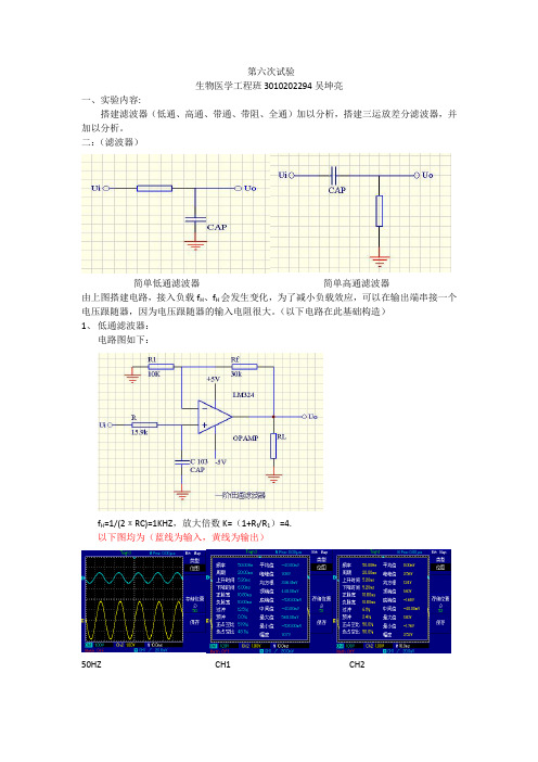 低通、高通、带通、带阻、全通、三运放差分滤波器