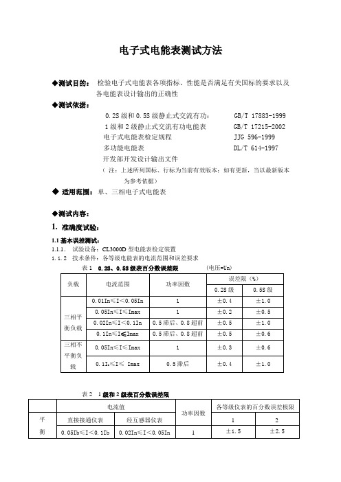 电子式电能表测试方法