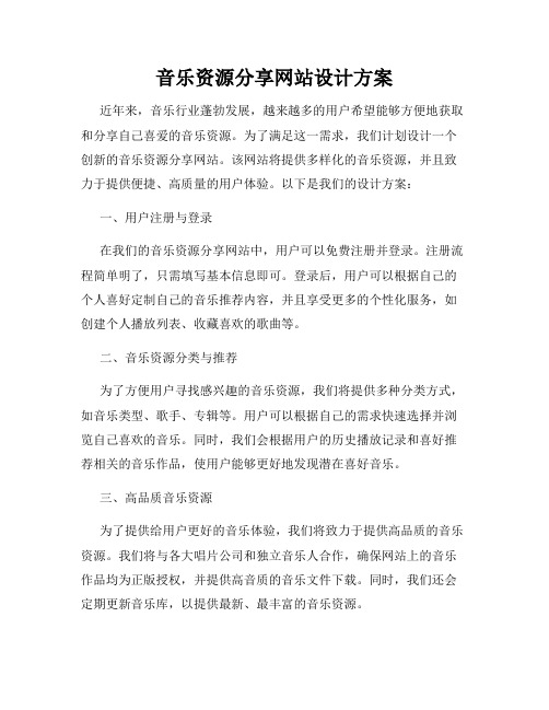 音乐资源分享网站设计方案