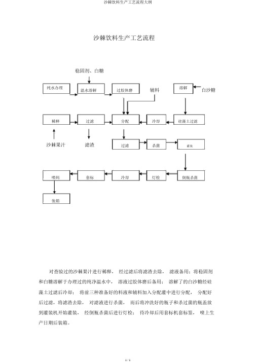 沙棘饮料生产工艺流程纲要