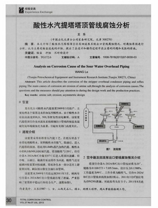 酸性水汽提塔塔顶管线腐蚀分析