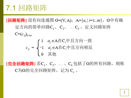 《图论》第7章 回路矩阵与割集矩阵