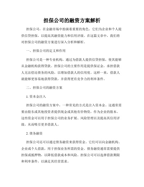 担保公司的融资方案解析