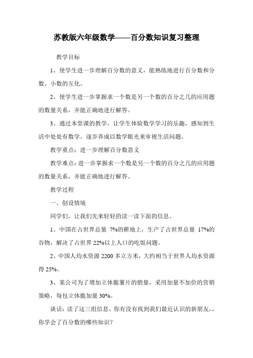 苏教版六年级数学——百分数知识复习整理.doc