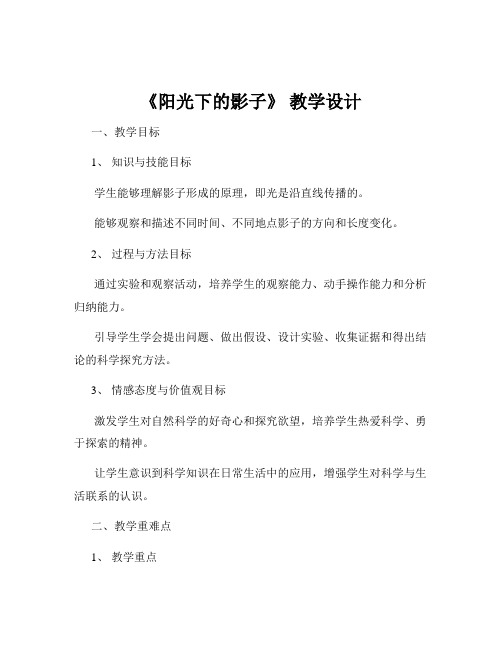 《阳光下的影子》 教学设计