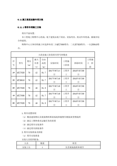 商业综合体-施工垂直运输专项方案