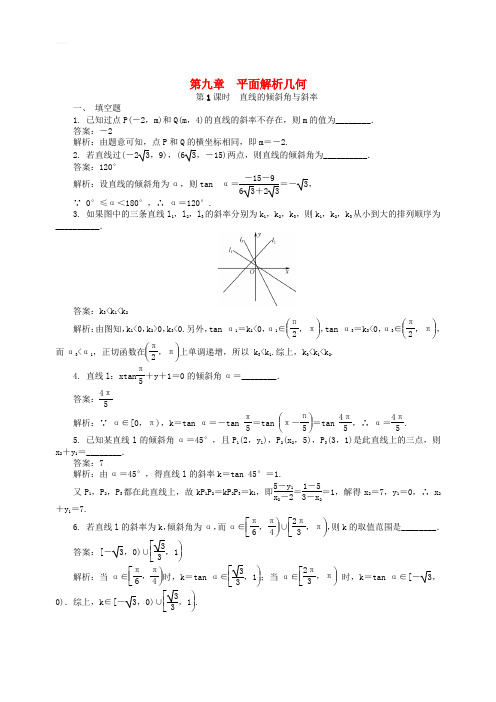 最新的年高考数学一轮复习第九章平面解析几何课时训练(含答案)