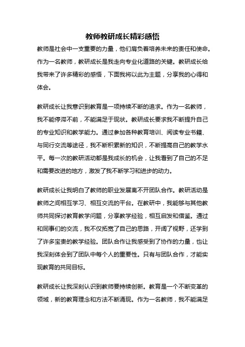 教师教研成长精彩感悟