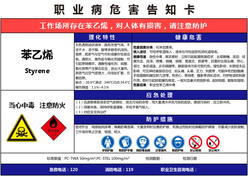 【苯乙烯】职业病危害告知卡(精编版)