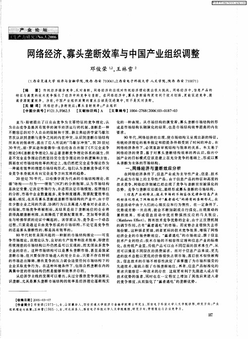 网络经济、寡头垄断效率与中国产业组织调整