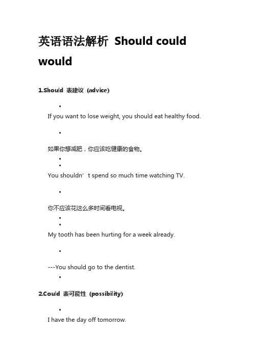 英语语法解析 Should could would