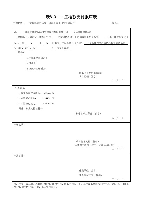 4.工程款支付报审表(样表)