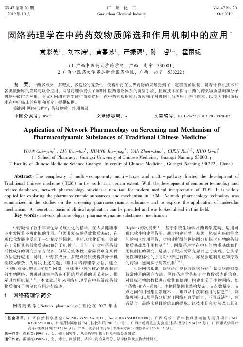 网络药理学在中药药效物质筛选和作用机制中的应用