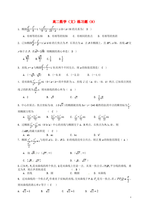 湖南省醴陵市第二中学高中数学 练习题(9)(含解析)新人