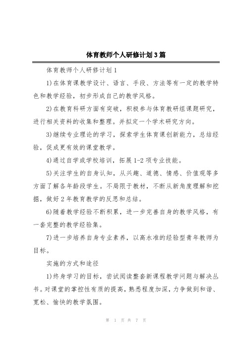 体育教师个人研修计划3篇