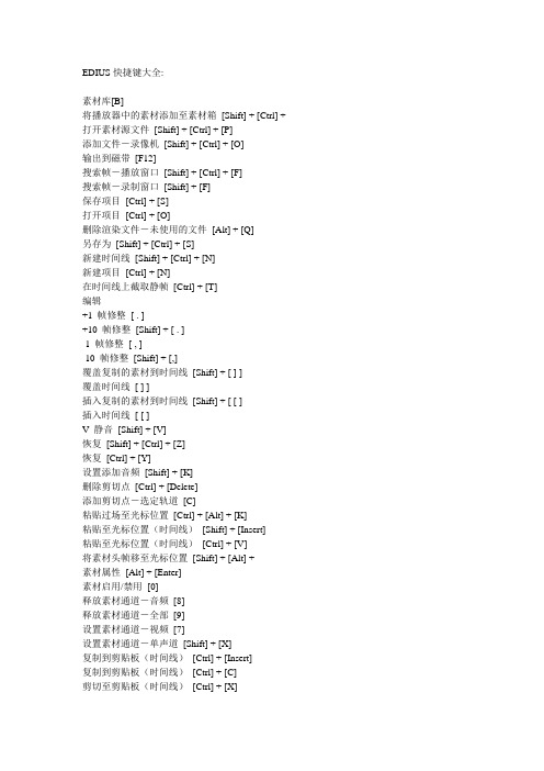 EDIUS快捷键大全
