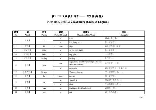 新HSK(四级)词汇——(汉语英语)