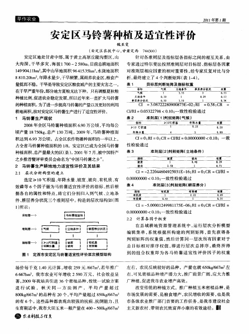 安定区马铃薯种植及适宜性评价