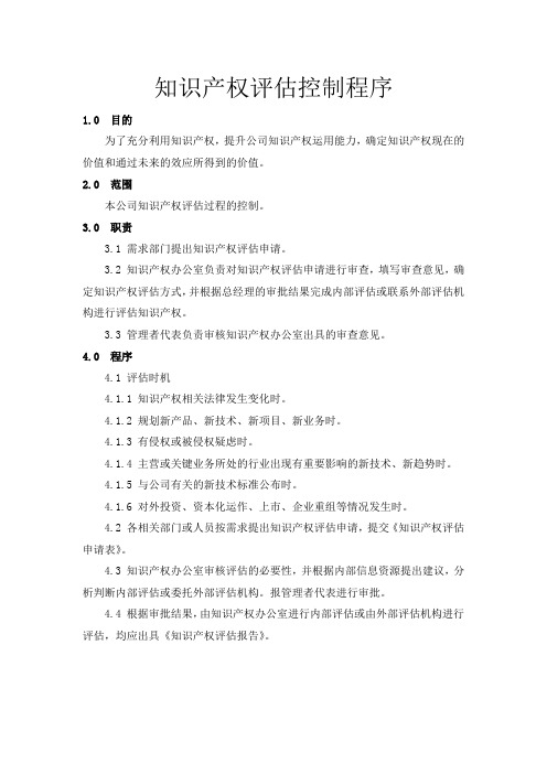 知识产权评估控制程序
