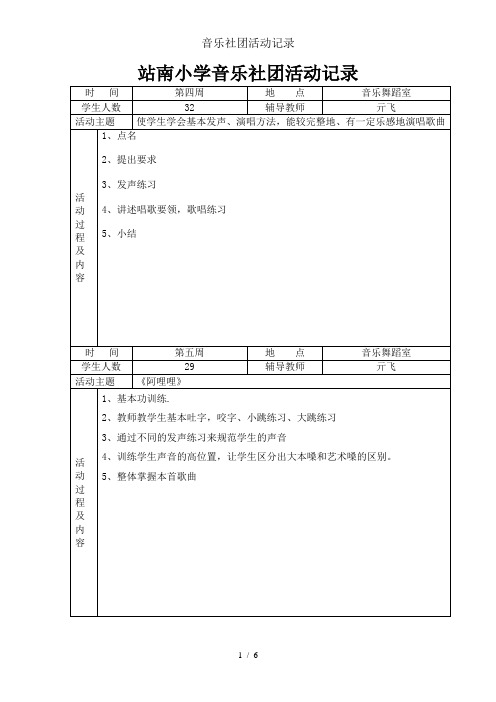 音乐社团活动记录