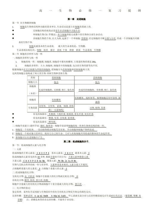 高一生物必修一知识点总结全)