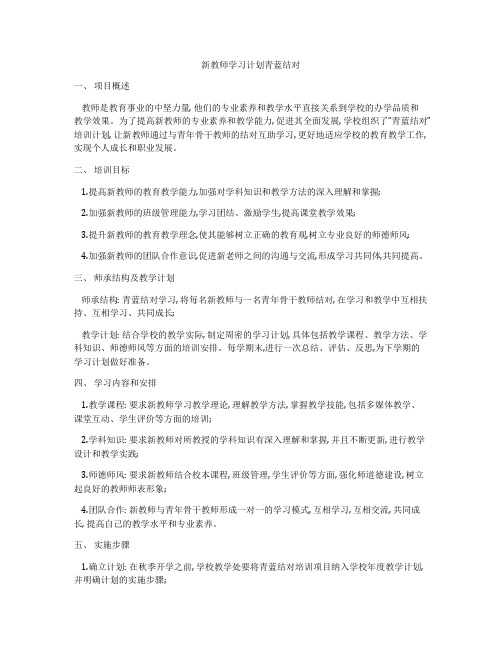 新教师学习计划青蓝结对