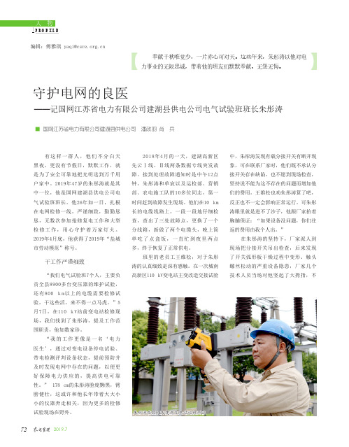 守护电网的良医——记国网江苏省电力有限公司建湖县供电公司电气