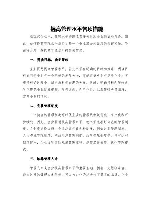 提高管理水平各项措施