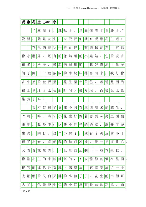 五年级状物作文：观察花生_400字