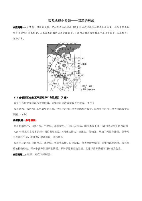 选考地理：沼泽的形成