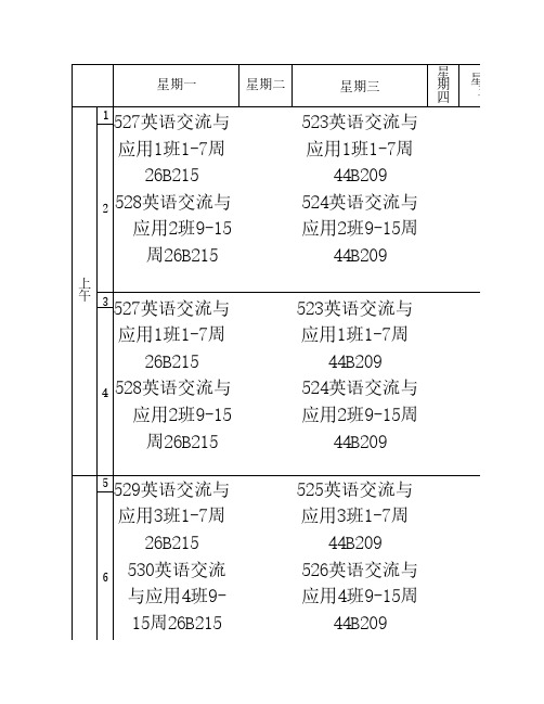 第二学期硕博连读生英语课课表