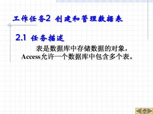 Access数据库基础与应用工作任务2  创建和管理数据表