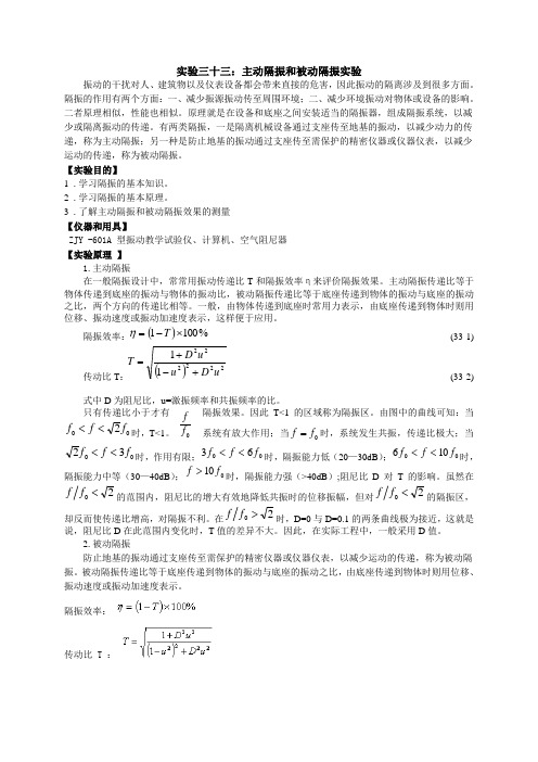 实验三十三：主动隔振和被动隔振实验