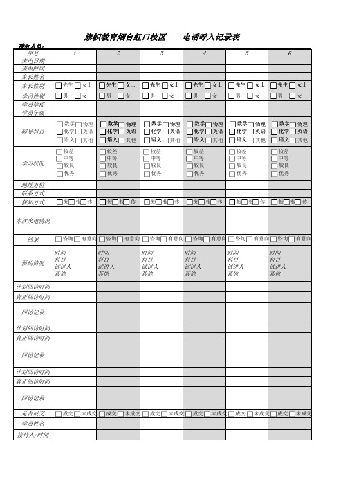 教育顾问电话接听记录表