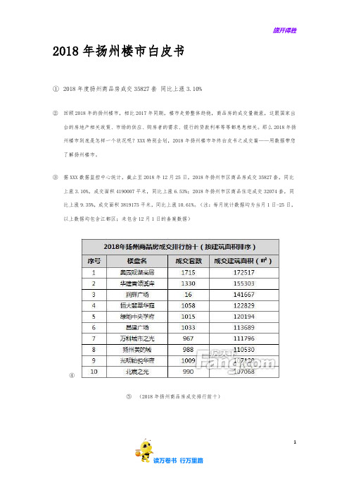 2018扬州楼市白皮书