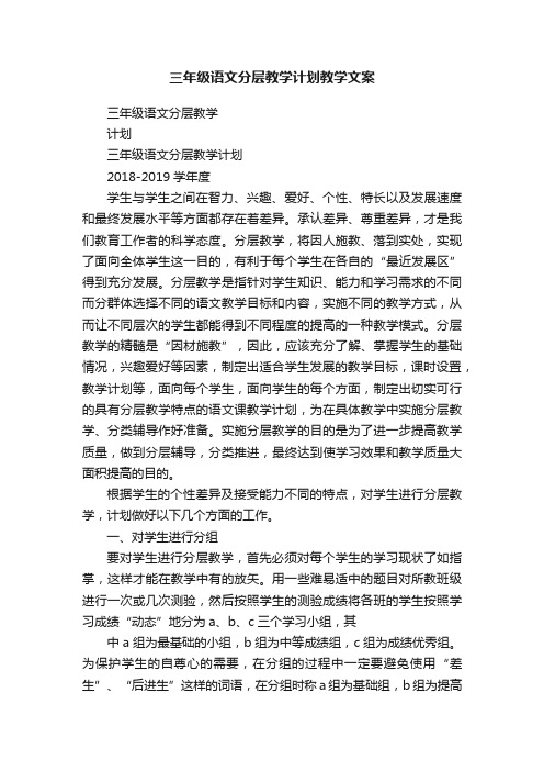 三年级语文分层教学计划教学文案