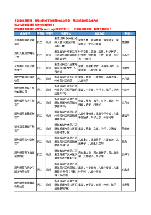 2020新版浙江省湖州裤子工商企业公司名录名单黄页联系方式大全182家