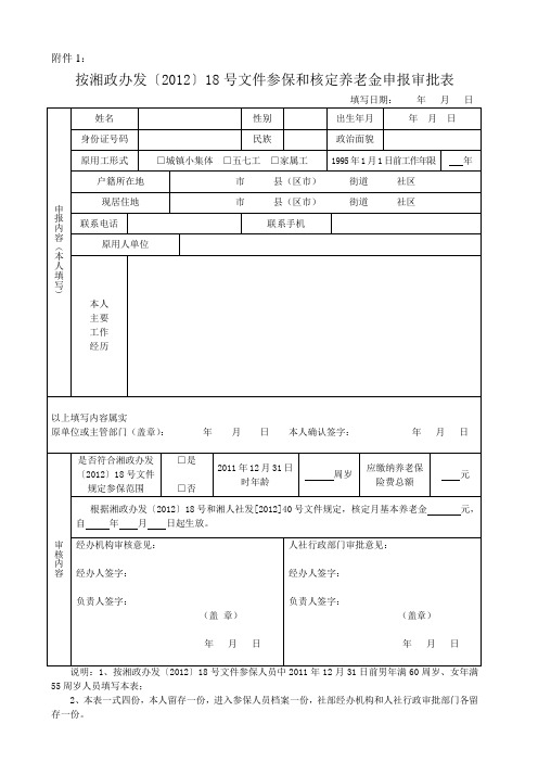 养老金申报审批表