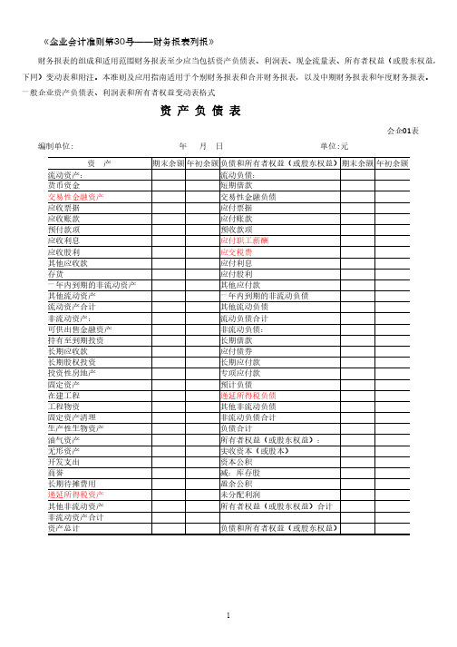 【免费下载】新会计准则全套报表模板