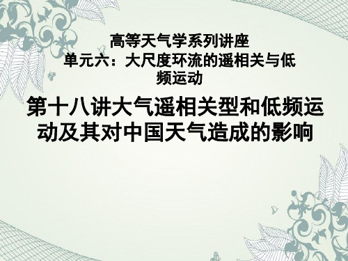 高等天气学系列讲座第十八讲大气遥相关型和低频运动及其对中国天气造成的影响