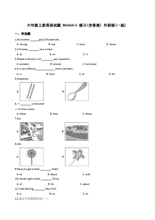 六年级上册英语试题Module 6 练习(含答案)外研版(一起)