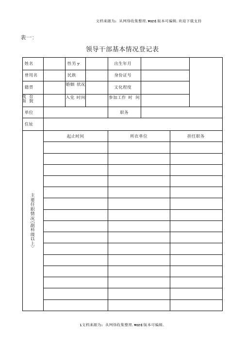 领导干部廉政档案登记表---空表