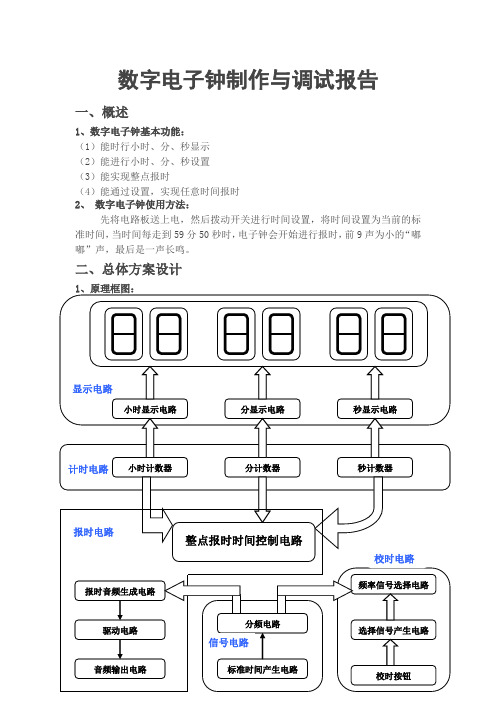 数字电子钟制作与调试报告