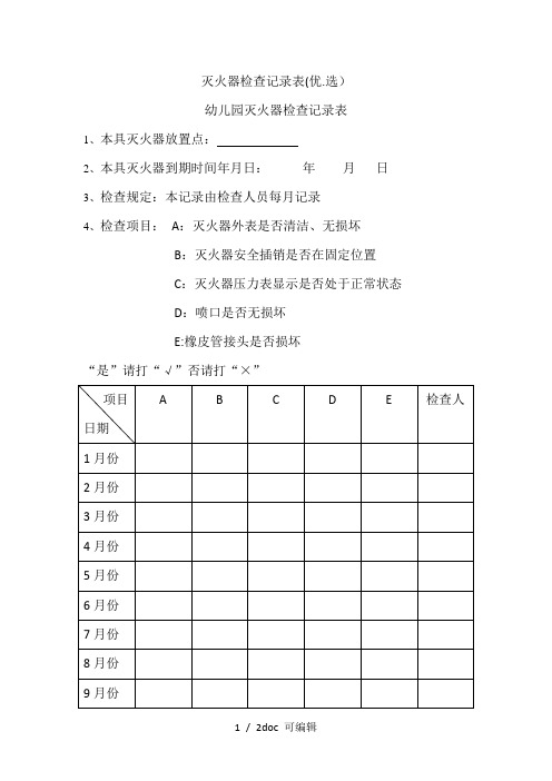 灭火器检查记录表(优.选)甄选