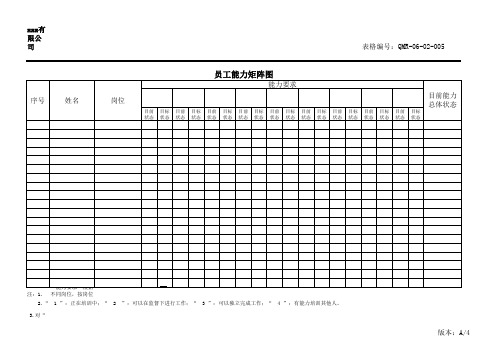 QMR-06-02-005 员工能力矩阵图 A4