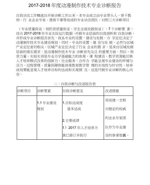 动漫制作技术专业建设诊改报告