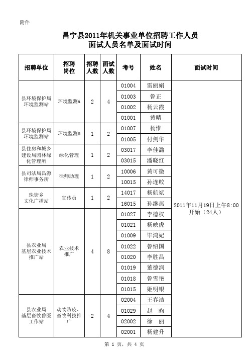 面试时间公告(11月16日)xls