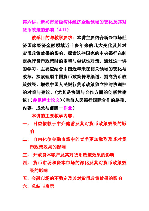 第六讲-新兴市场金融领域的变化及其对货币政策的影响