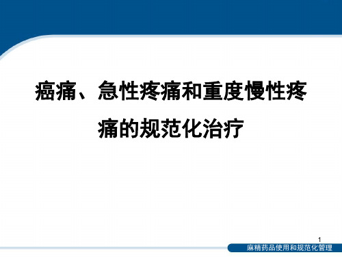 癌痛、急性疼痛和重度慢性疼痛的规范化治疗-PPT课件